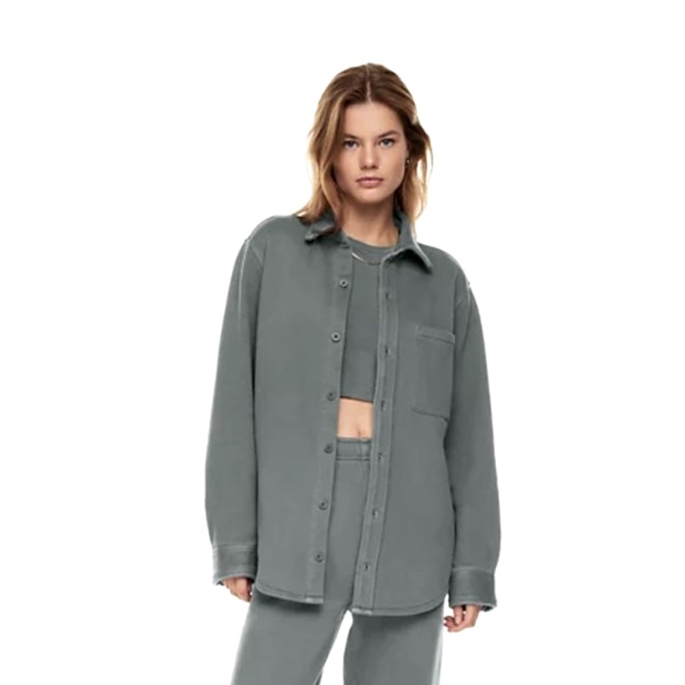 Aritzia Tna Cozy Fleece Boyfriend Shirt - Dark Grey